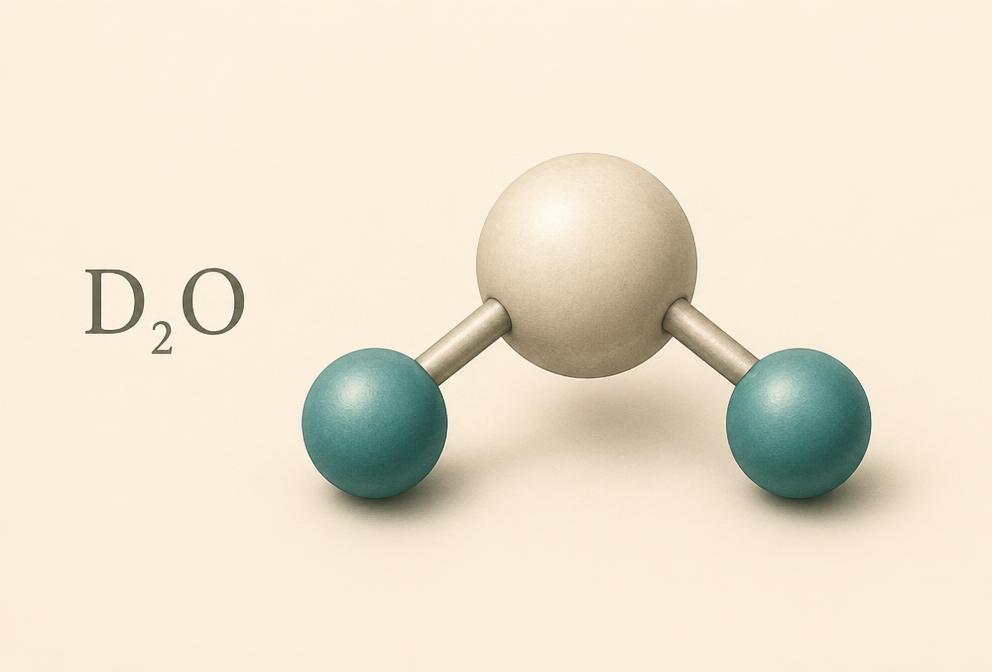 Molecular model of heavy water (D₂O)