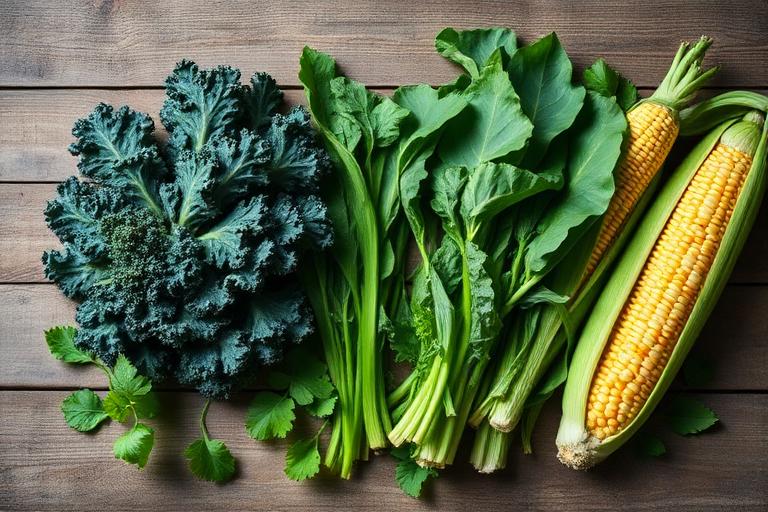 Fresh leafy green vegetables rich in lutein