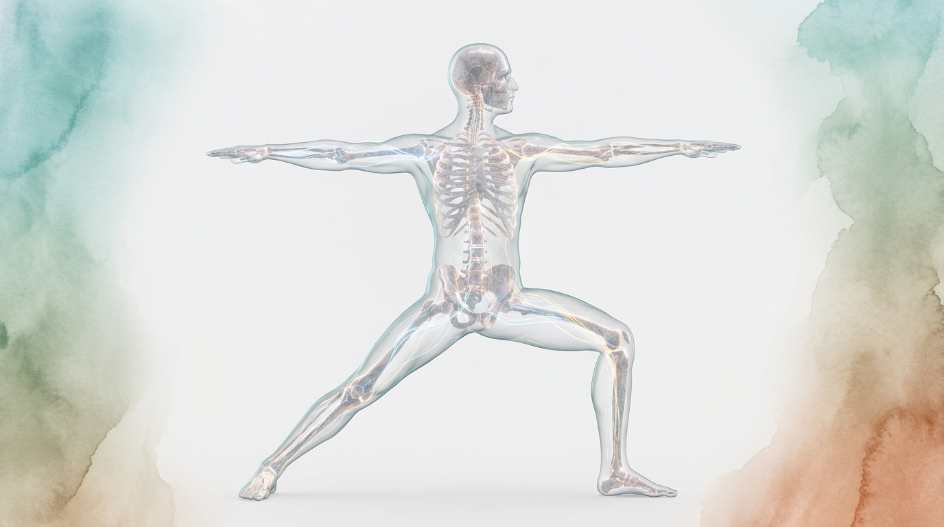 Glowing electrical charge in bones and connective tissue during stretching